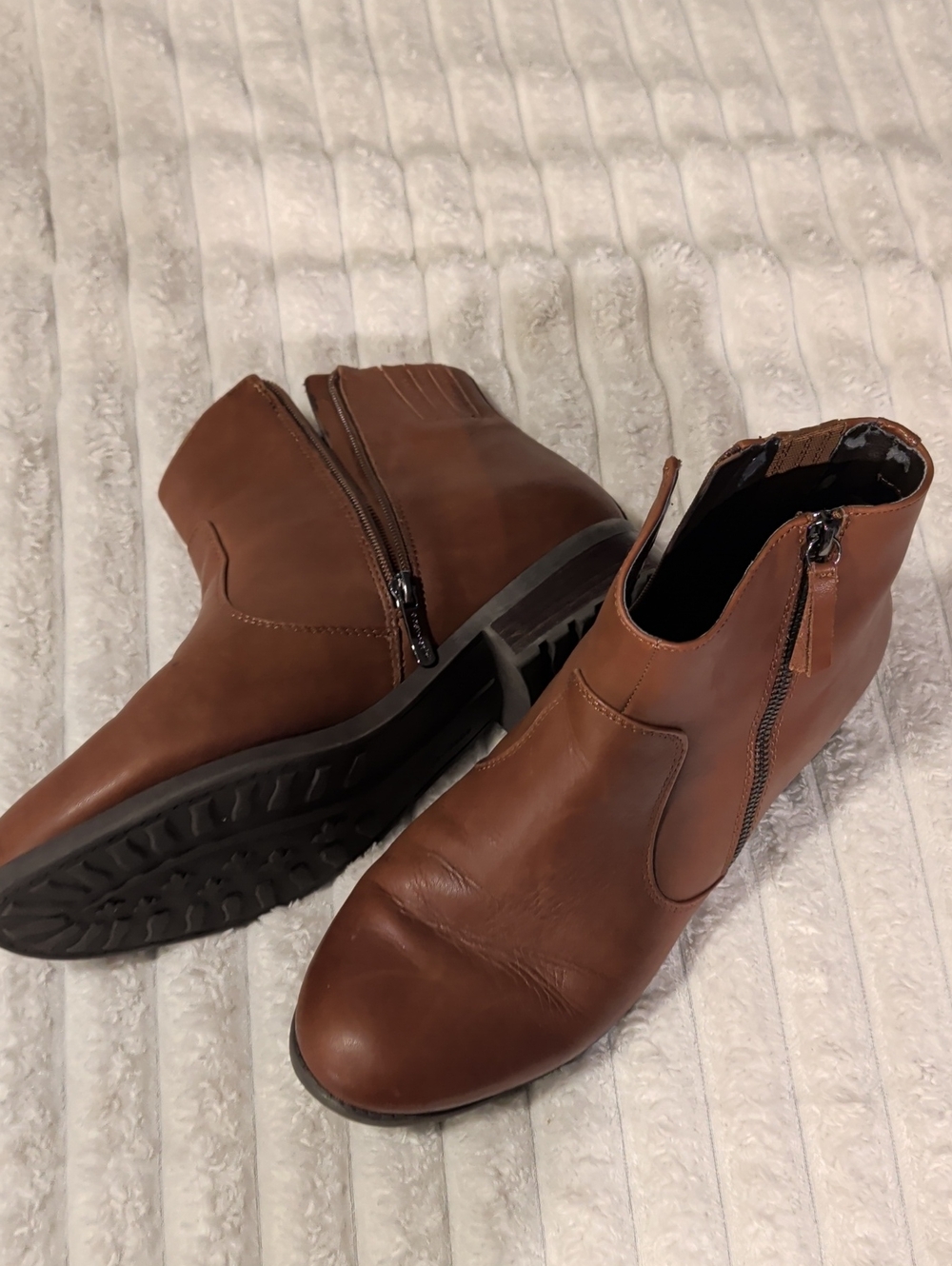Women's Brown Leather Side-Zip Ankle Boots
